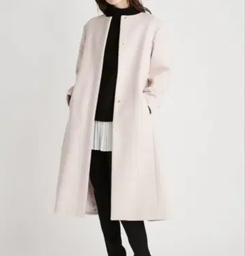 CELFORD 백 턱 노카라 울 코트 라이트 핑크 36