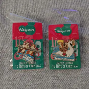 디즈니 스토어 칩&데일 크리스마스 핀 2개 세트