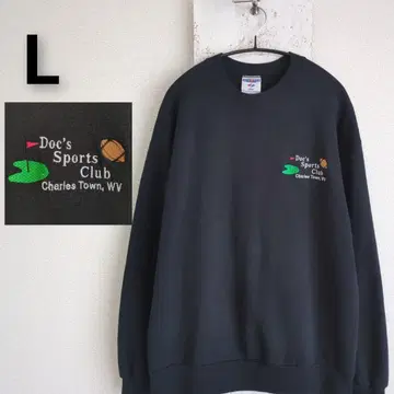 90s USA제 저지 맨투맨 블랙 자수 L 스포츠 클럽