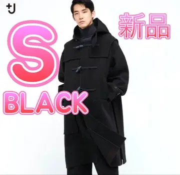 새상품 유니클로 +J 울 오버 사이즈 더플 코트 블랙 S