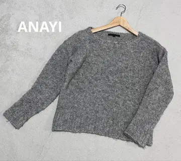 ANAYI 루프 니트 스웨터 울 혼방 알파카 혼방 크루넥 긴팔 니트