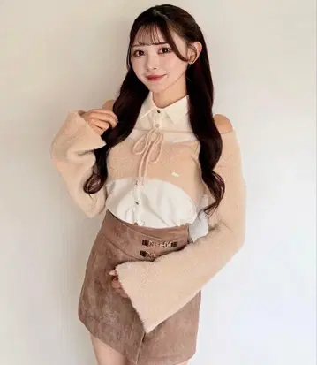 NOMAE 셔츠 레이어드 샤기 니트