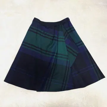[ 새상품급 ] 요크랜드 체크 스커트 프릴 울 일본제 9호