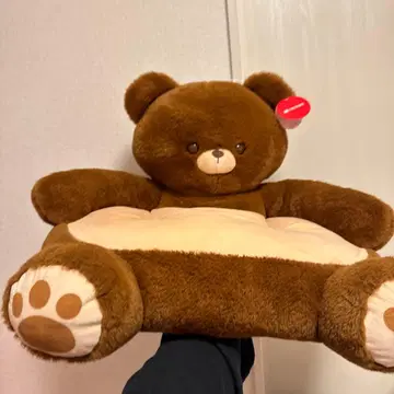 새상품 하자품 푹신푹신 곰돌이 앉은 쿠션 어린이용 방석 브라운