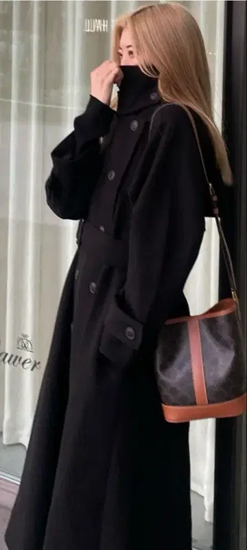 GRL 옷깃 3way 벨트 포함 페이크 울 트렌치코트 [ ze783 ]