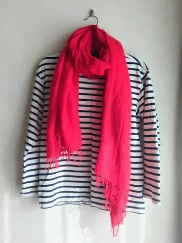 핸드메이드 나라현산 카야 직조 면털 손염색 머플러 (미야쿠미야쿠 레드)