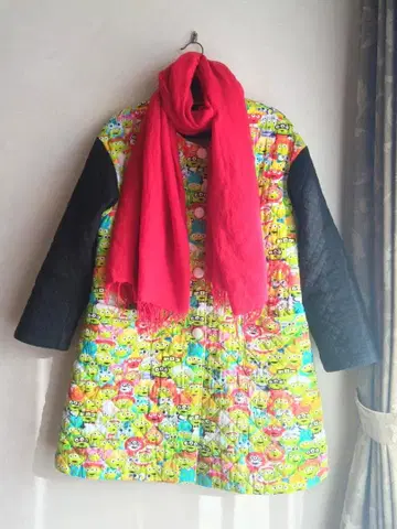 핸드메이드 나라현산 카야 직조 면털 손염색 머플러 (미야쿠미야쿠 레드)