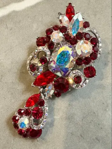 스와로브스키 사용 반짝이는 브로치 목걸이 크리스마스