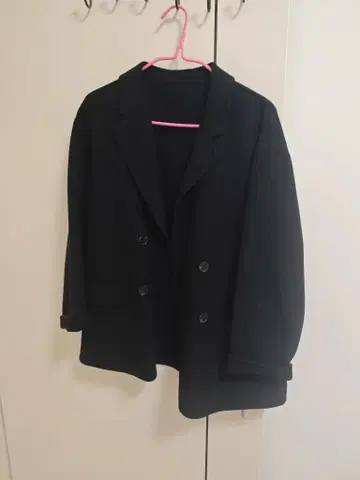 블랙 더블 버튼 테일러드 자켓