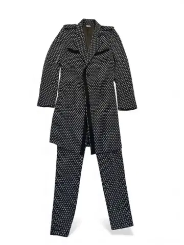 kiryuyrik 도트 크로스 롱 자켓 셋업