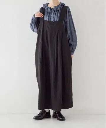 nest Robe 블랙 린넨 박스 스트랩 스커트