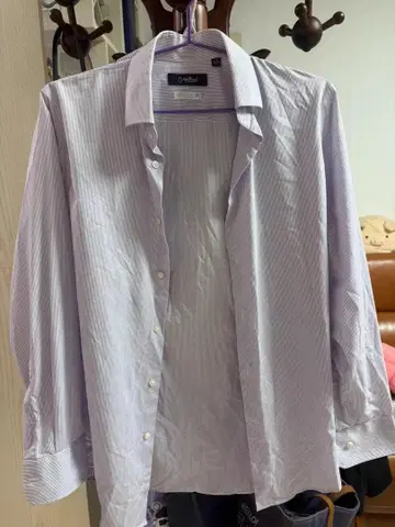 연보라 스트라이프 긴팔 셔츠