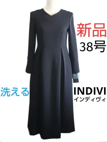 [ 새상품 워셔블 ] INDIVI 인디비 블랙 포멀 원피스 38호