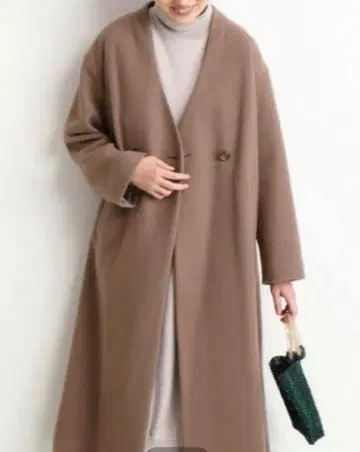 슬로브 이에나 노카라 코트 브라운 더블 버튼 롱 코트