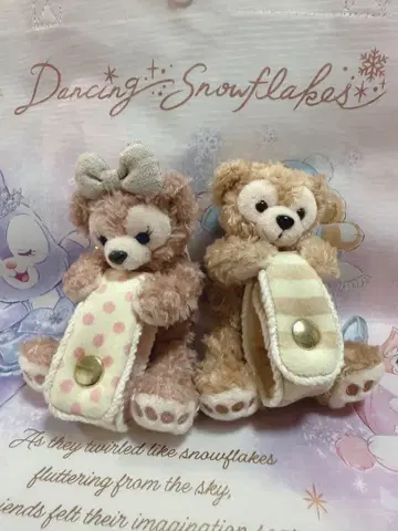 곰 봉제 인형 스트랩 2개 세트