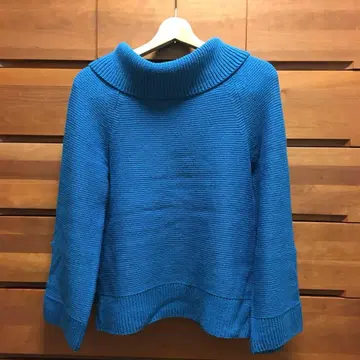 edi enricodomani 긴팔 블루 와이드 슬리브 리브 니트 스웨터