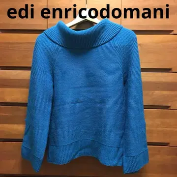 edi enricodomani 긴팔 블루 와이드 슬리브 리브 니트 스웨터