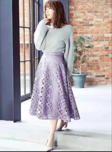 MERCURYDUO 플레어 롱 스커트 퍼플