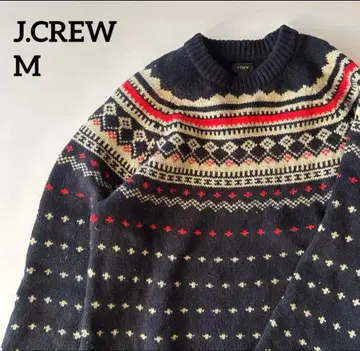 제이크루 노르딕 무늬 네이비 니트 스웨터 M