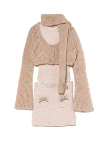 ANDMARY Zoff 머플러 니트 세트업 / 베이지