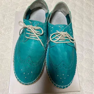 LAGOA 남성용 에스파드리유 사이즈 39 이탈리아 천연 가죽 스카이블루