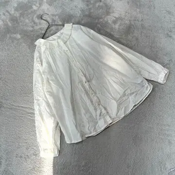 [ 사만사모스 ] ( F ) 플리츠 옷깃 긴팔 셔츠 화이트 레이어드