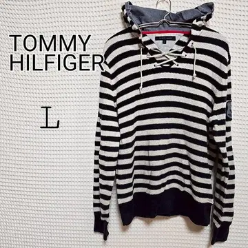 TOMMY HILFIGER 스트라이프 후드 니트 스웨터