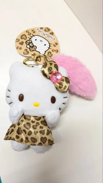 헬로키티 마스코트 키링 레오파드 무늬 봉제 인형