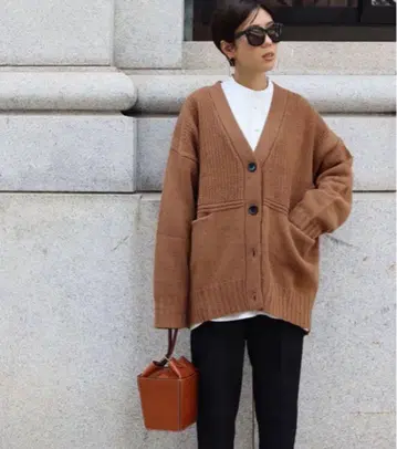 새상품급 마차트 라무즈 울 니트 가디건 오버 사이즈 카멜