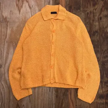 90s 꼼사데모드 니트 셔츠 카라 부착 가디건 코튼 오렌지