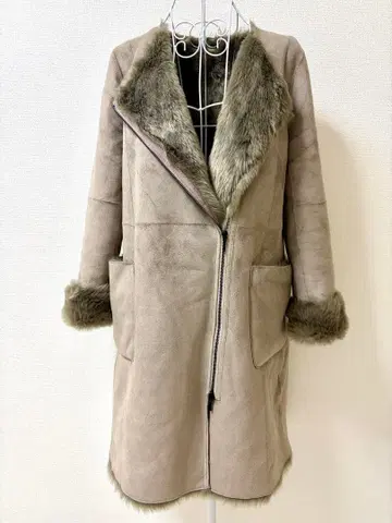 드로와트 로트레아몽 페이크 퍼 무스탕 롱 무릎 위 코트