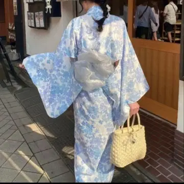 유카타 스카이블루 수국 원피스 타입