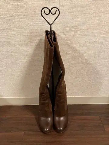 콜한 브라운 스웨이드 가죽 롱 부츠