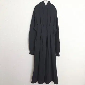 그레일 | 턱 플레어 속기모 후드티 원피스 [ F ] 블랙 캐주얼