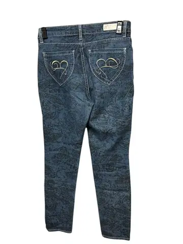 비쓰리 페이즐리 무늬 데님 네이비 32 개성 스키니 진