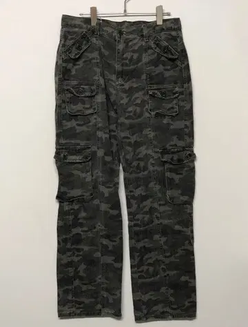 올드 네오 그런지 Y2K 00s 구제 의류 카모플라주 멀티 포켓 카고