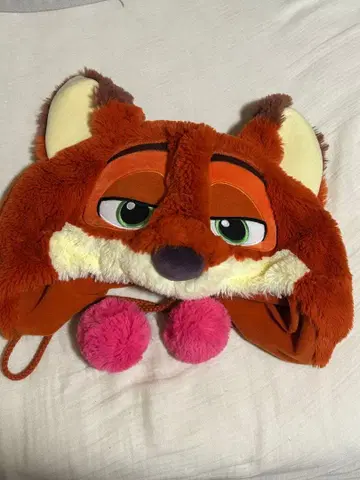 여우 캐릭터 플리스 모자