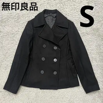 택 포함 새상품 무인양품 울 혼방 모사 피자켓 피코트 S 블랙