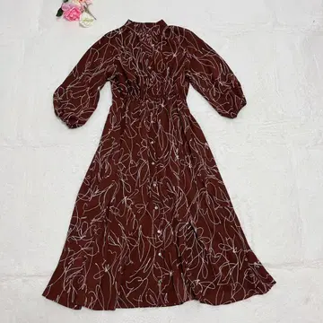 새상품급 radiate 야마다야 스콧 클럽 꽃무늬 롱 원피스 브라운