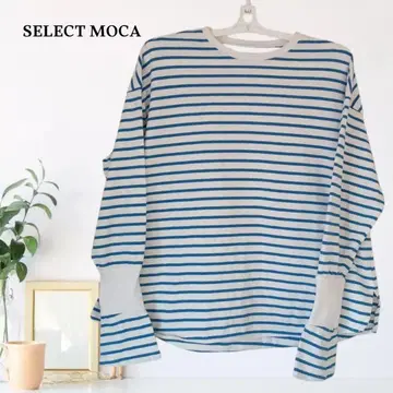 zC194 [ F ] SELECT MOCA 보더 티셔츠 롱T셔츠