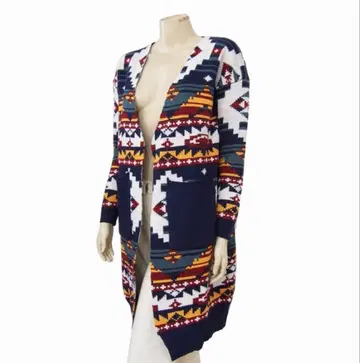 택 포함 새상품 이치옥 네이티브 무늬 니트 코트 겉옷 F 프리 사이즈