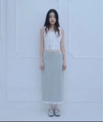 스미온 그레이 롱 타이트 맨투맨 스커트