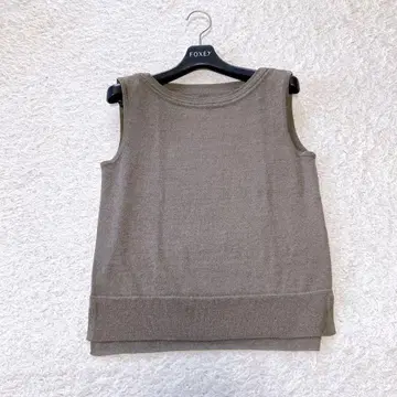 최근 새상품급 폭시 사바랑 슬리브리스 니트 린넨 혼방 38