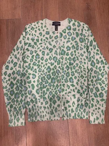 Lands' End 레오파드 프린트 가디건 S