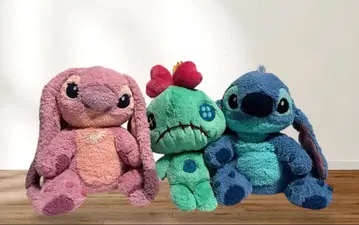 디즈니 리조트 스티치 엔젤 스크램프 플러피 플러시