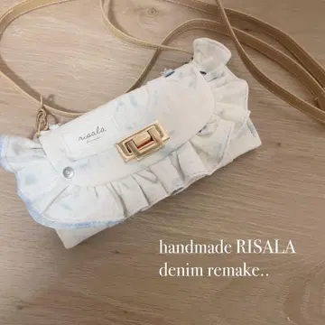 데님 리메이크 프릴 지갑 숄더