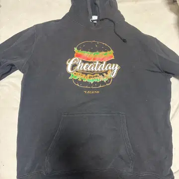 치트데이 햄버거 후드티 XL 비레전드 근력 운동 헬스장