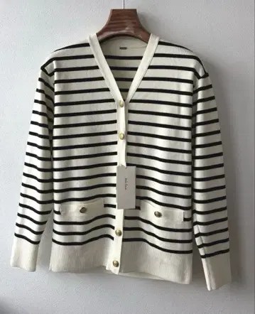 [ 택 포함 새상품 ] 미라 오웬 금장 버튼 디자인 롱 기장 가디건