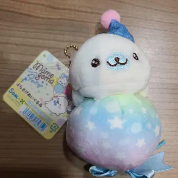 [레어] 마메고마 봉제 인형 레인보우 키링 산엑스