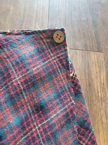 45r*pm xmasCOLOR 체크 무늬 랩 스커트 플레어 스커트.